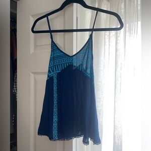 Blue & navy tank top with adjustable straps
